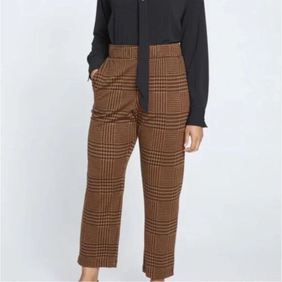 Universal Standard NWT Pull On Smart Signature Pants Brown Houndstooth Sz L - Picture 1 of 8